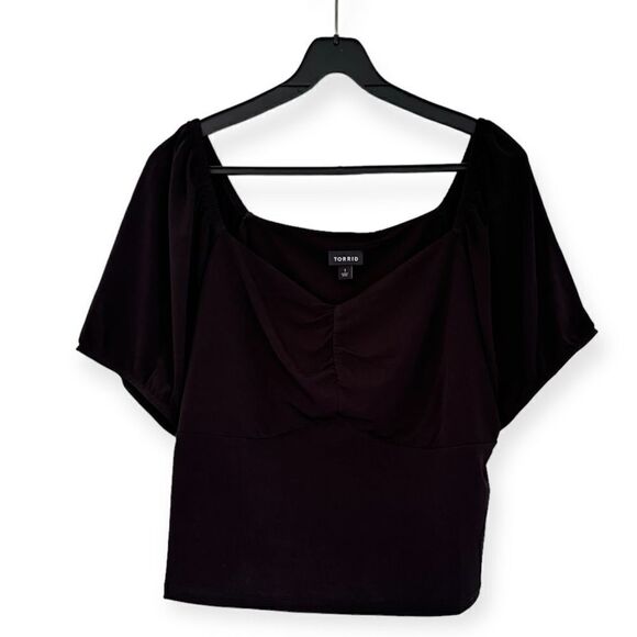 Torrid Studio Knit Sweetheart Smocked Back Stretch Crop Top Size 1X - Picture 4 of 8